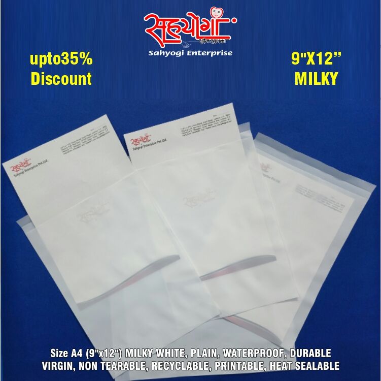 A4 Poly Bag Milky White Smooth Plain, Size 9"x12" - Image 2